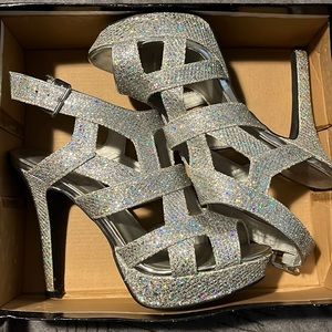 Silver Glitter Heels